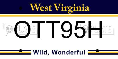 OTT95H West Virginia License Plate
