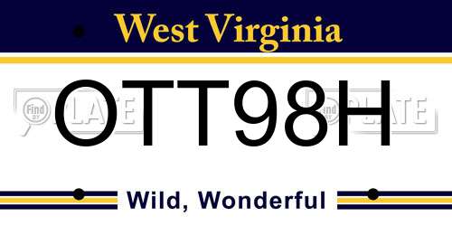 OTT98H West Virginia License Plate