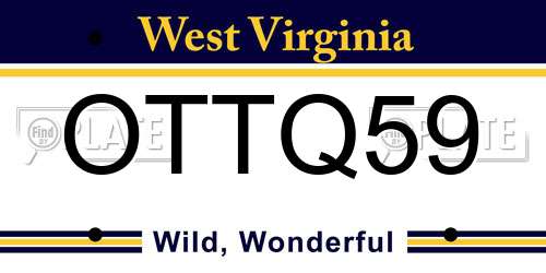 OTTQ59 West Virginia License Plate