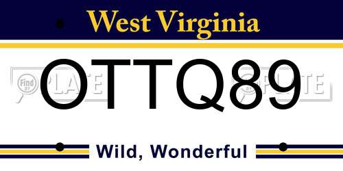 OTTQ89 West Virginia License Plate