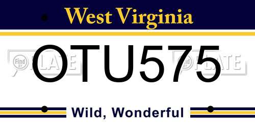 OTU575 West Virginia License Plate