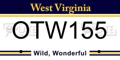 OTW155 West Virginia License Plate