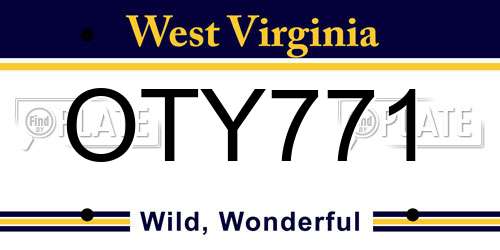 OTY771 West Virginia License Plate