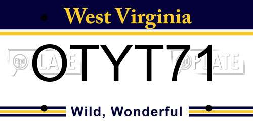 OTYT71 West Virginia License Plate