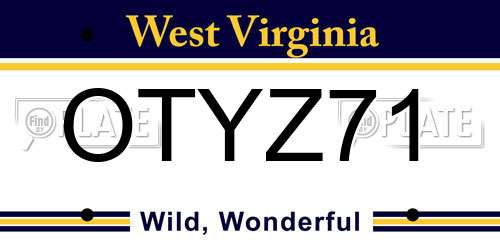 OTYZ71 West Virginia License Plate