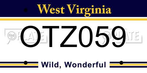 OTZ059 West Virginia License Plate