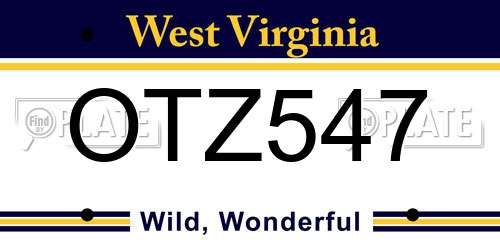 OTZ547 West Virginia License Plate