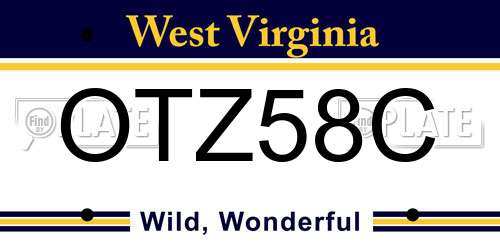 OTZ58C West Virginia License Plate