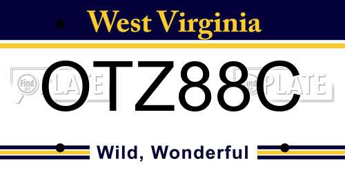 OTZ88C West Virginia License Plate