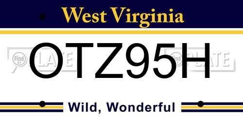 OTZ95H West Virginia License Plate