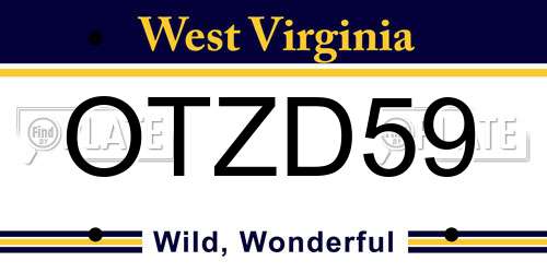 OTZD59 West Virginia License Plate