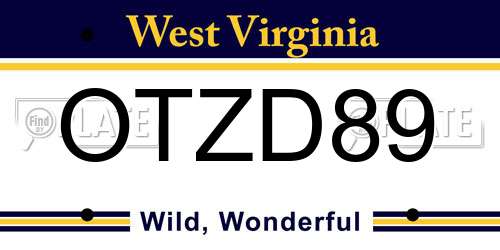 OTZD89 West Virginia License Plate