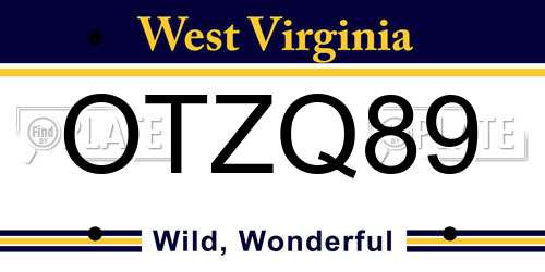 OTZQ89 West Virginia License Plate