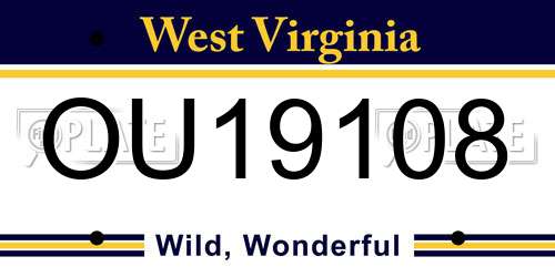OU19108 West Virginia License Plate