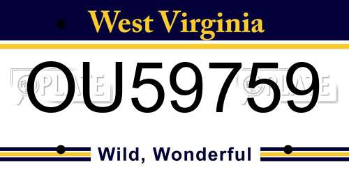 OU59759 West Virginia License Plate
