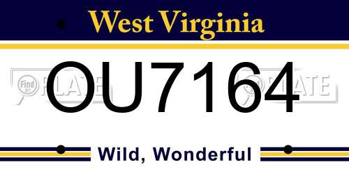OU7164 West Virginia License Plate