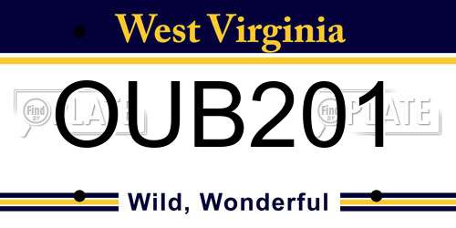 OUB201 West Virginia License Plate
