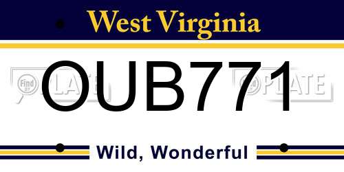 OUB771 West Virginia License Plate