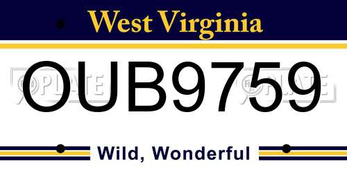 OUB9759 West Virginia License Plate