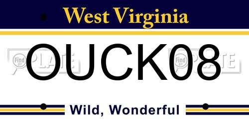 OUCK08 West Virginia License Plate