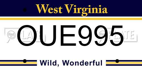 OUE995 West Virginia License Plate