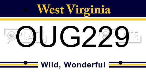OUG229 West Virginia License Plate