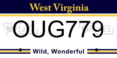 OUG779 West Virginia License Plate