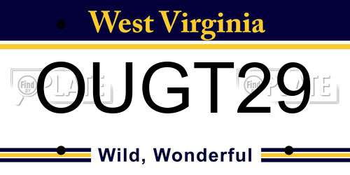 OUGT29 West Virginia License Plate