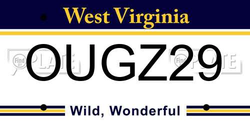 OUGZ29 West Virginia License Plate