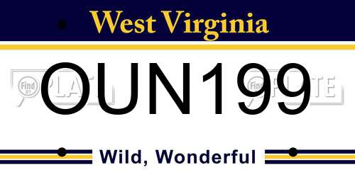 OUN199 West Virginia License Plate