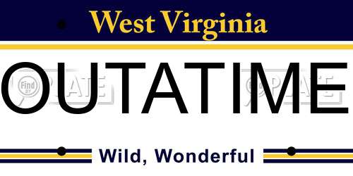 OUTATIME West Virginia License Plate
