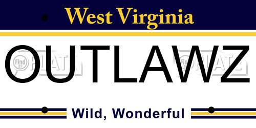 OUTLAWZ West Virginia License Plate