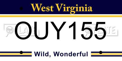 OUY155 West Virginia License Plate
