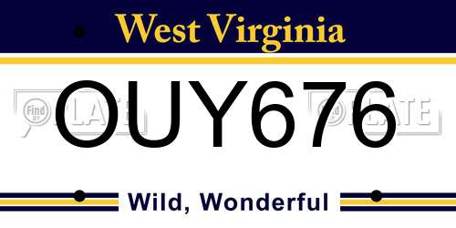 OUY676 West Virginia License Plate