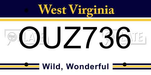 OUZ736 West Virginia License Plate