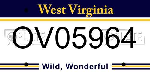 OV05964 West Virginia License Plate