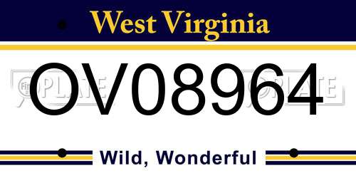 OV08964 West Virginia License Plate
