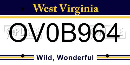 OV0B964 West Virginia License Plate