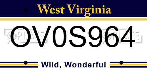 OV0S964 West Virginia License Plate