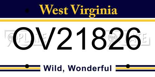 OV21826 West Virginia License Plate