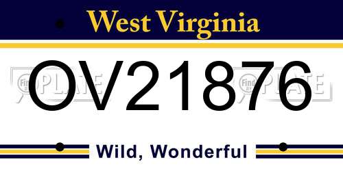 OV21876 West Virginia License Plate