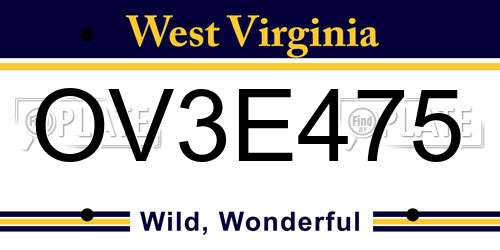 OV3E475 West Virginia License Plate