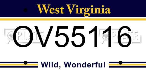 OV55116 West Virginia License Plate