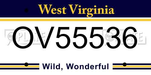 OV55536 West Virginia License Plate