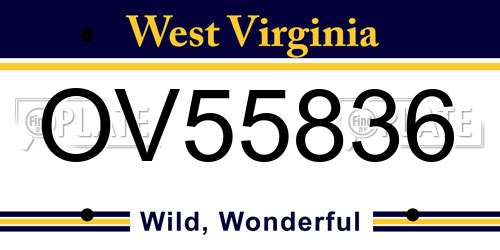 OV55836 West Virginia License Plate
