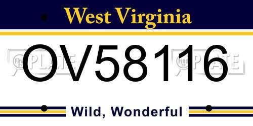 OV58116 West Virginia License Plate