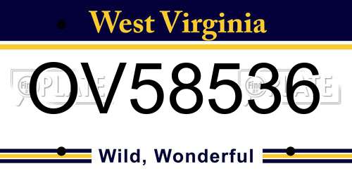 OV58536 West Virginia License Plate