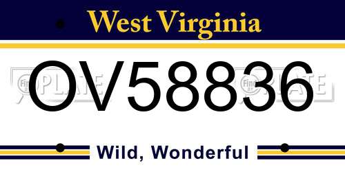OV58836 West Virginia License Plate