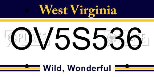 OV5S536 West Virginia License Plate