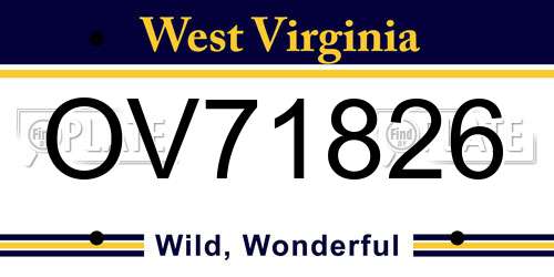 OV71826 West Virginia License Plate